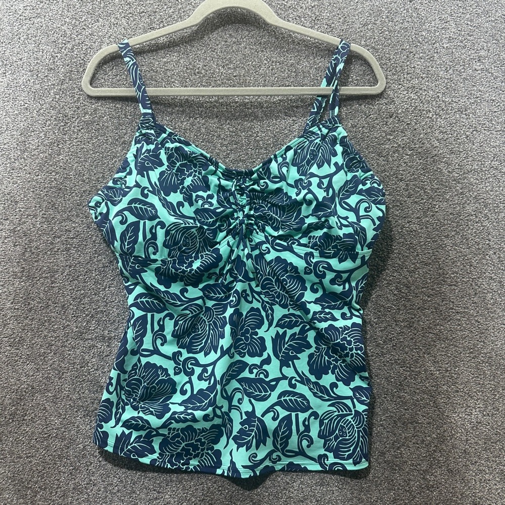 Lands' End Tankini Swim Top Womens 16 D Floral Underwire Vacation Beach Resort